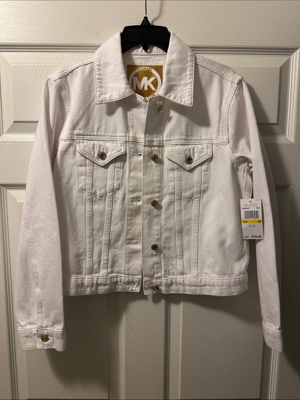 NWT Women’s Michael Kors White Denim Jacket with Gold-Tone Buttons - Size M